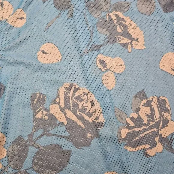 Nike Rose City Mesh Button-Up Shirt Dri-Fit Floral Men's Medium Blue FJ1650-499 - Picture 9 of 12